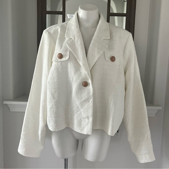 Marée Pour Toi Chic Tweed Jacket in Ivory/Off White, Plus Size 22 New w/Tag - Picture 9 of 12